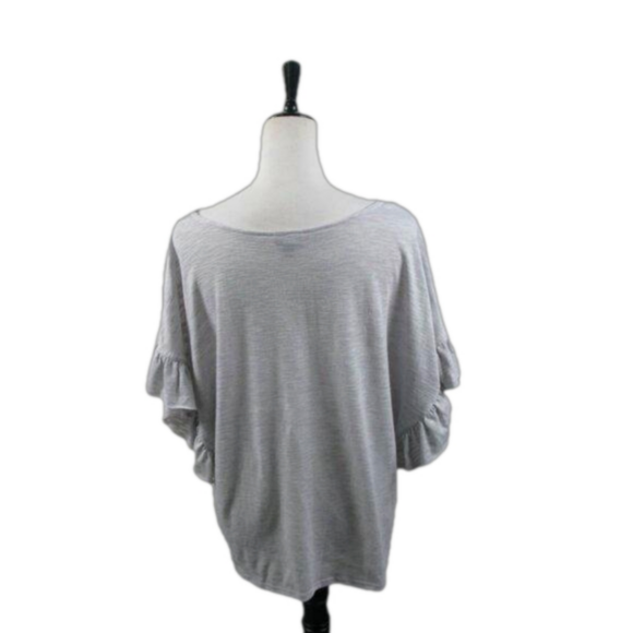 a.n.a Light Gray Wide Flutter Short Sleeve V-Neck Top Size XL - Picture 3 of 5
